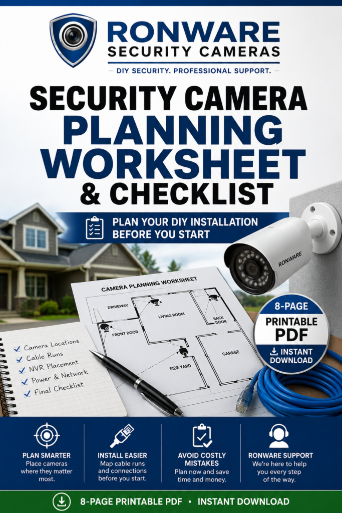 Ronware Security Camera Planning Worksheet & Checklist